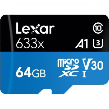 Tarjeta de memoria Lexar MicroSDXC 64 GB, 633x, V30 U3 Serie Blue