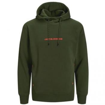 Sudadera con Capucha Jack & Jones JJTREE para Hombre - Verde Kombu, Estampado Frontal