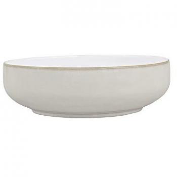 Natural Canvas Large Serving Bowl - 2L Dishwasher & Microwave Safe Beige White Ceramic Stoneware - Chip & Crack Resistant