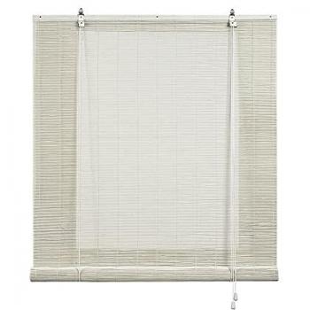 Estor Enrollable de Bambú Natural Blanco 120x175 cm para Interiores y Exteriores con Privacidad Reducida y Protección Solar