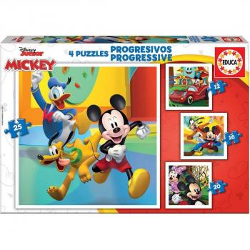 Educa Borrás Mickey & Friends Progressive Puzzles 12-16-20-25 Pieces Set #19294