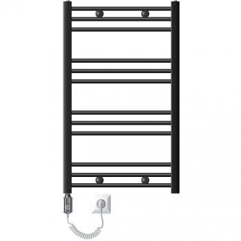 Calentador Eléctrico de Baño LuxeBath Sahara 600x800 mm Antracita Conexión Lateral Recta Resistencia 300W con Termostato y Pantalla Digital