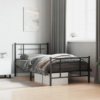 Estructura de cama pediátrica con cabecero y estribo metal negro 100x190 cm