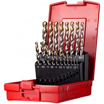 Juego de brocas helicoidales HSS-TiN Dormer A095 DIN 338 Type N de 19 piezas (1mm - 10mm)