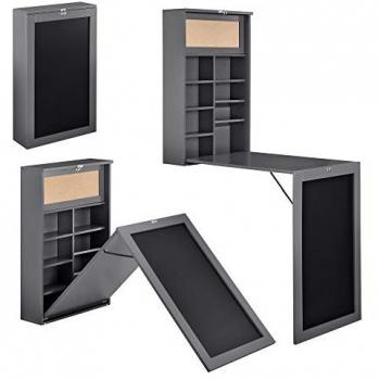 Escritorio Plegable de Pared Kläppen con Corcho y Pizarra MDF 80 x 50 x 19 cm Gris Oscuro