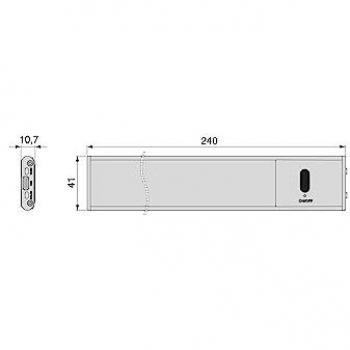 Aplique LED recargable por USB Kaus Black con sensor táctil de proximidad, 240mm, Pintado negro, Plástico y Aluminio