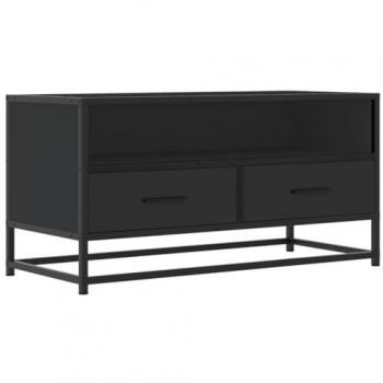 Mueble de TV madera de ingeniería y metal negro 80x34,5x40 cm, Soporte de TV, Banco de TV, Muebles para Equipos de música, aparador de TV