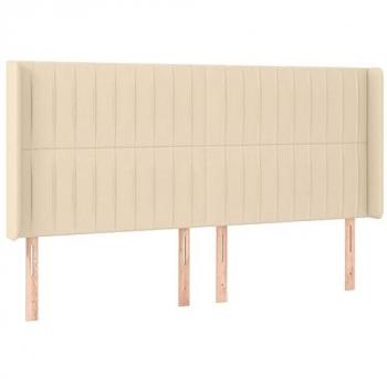 Cabecero con LED de tela color crema 163x16x118/128 cm