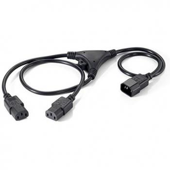 Cable de Conexión Equip 112210 - Macho/Hembra, Acoplador C14 a C13 Doble, 1.6m, Color Negro