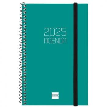Finocam - Agenda Espiral Beta 2025 Verde Portugués, Semana Vista Horizontal, Enero 2025 - Diciembre 2025 (12 meses), E5-117x181 mm