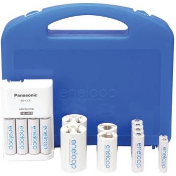 Panasonic K-KJ17MCC82A 4-Position Charger with 2 AAA & 8 AA Eneloop Batteries & 2 C & 2 D Spacers