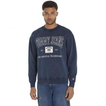 Tommy Jeans Archive Relaxed Blue Retro Logo Hoodie Sweatshirt - Men's Size L