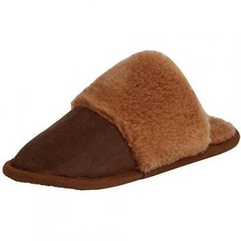 Woolsies Camelini Natural Wool Mule Slippers - pantuflas con forro cálido de sintético mujer, color marrón, talla 43 1/3