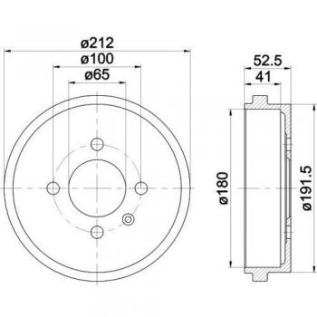 Tambor de Freno HELLA 8DT 355 301-561 para SEAT y VOLKSWAGEN, sin moyeu de rueda, sin rodamiento de rueda y sin tornillo de fijación