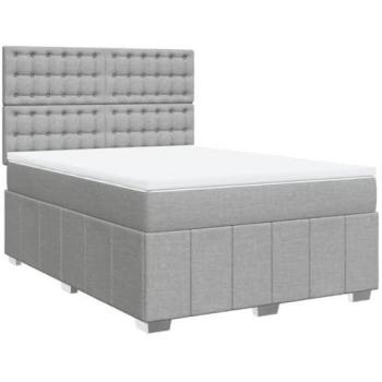 Cama box spring suave con colchón tela gris claro 160x200 cm