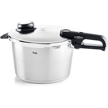 Fissler Vitavit Premium Olla a presión de 8 L y 26 cm de diámetro, acero inoxidable, 4 niveles de cocción, incluye accesorio de cocción al vapor, inducción