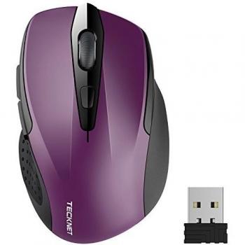 TECKNET Ratón Inalámbrico Portatil, 2.4G Mouse Inalámbrico Pro Óptico 5 Niveles 2600 dpi,6 Botones, 24 Meses Duración de Batería con Nano Receptor para Laptop,PC,Ordenador,Chromebook,Notebook