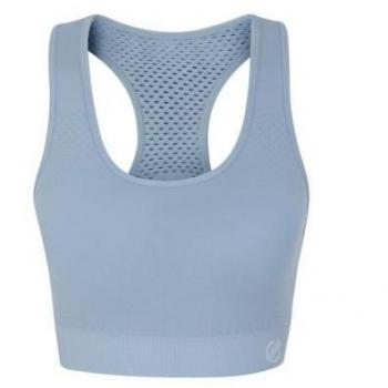 Sujetador deportivo para mujer Dare2B Don't Sweat It Bra (Rainwashed) - Color azul, talla L, diseñado para actividades deportivas, con tecnología de gestión de humedad, soporte cómodo y ajuste ergonómico