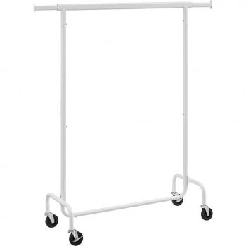 Perchero Burro Extensible con Ruedas, Capacidad de Carga 130 kg, Fácil Montaje, Portátil, Negro Mate o Blanco