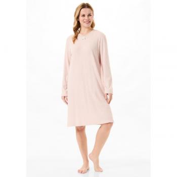 Camisón Lencero de Canalé con Cuello Pico y Puntilla