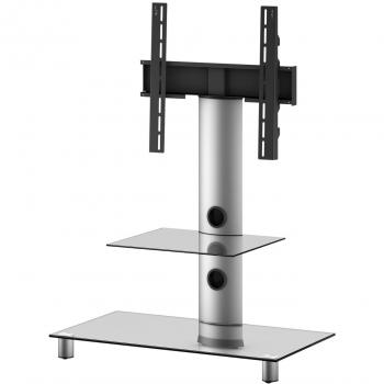 Elbe NEO-81-C-SLV - Mueble soporte para TV vertical, 80 x 86 x 44 cm, color cristal y plata
