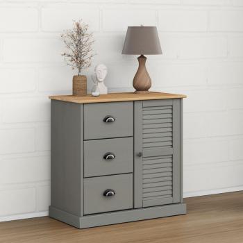 Armario Cajones VIGO Gris 78x40x75 cm Madera maciza Pino