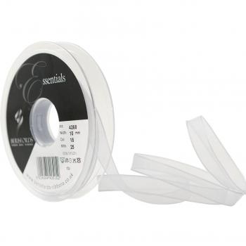 Cinta de tela supertransparente Berisfords de 10 mm, color gris plateado