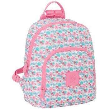 Mochila Moos Flores Multicolor 25 x 30 x 13 cm, Mini Mochila para Uso Diario, Ideal para Niños de Diferentes Edades, Cómoda y Versátil, Calidad y Resistencia, Tejido
