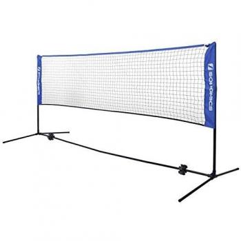 Red de bádminton portátil de 3 m con postes ajustables, fácil montaje, color azul