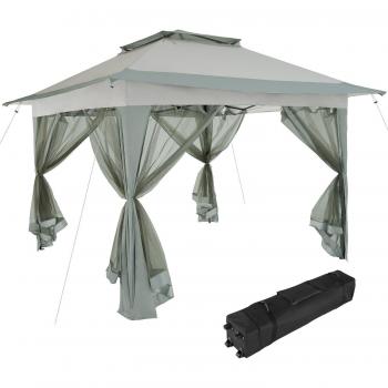 Carpa plegable Tectake Carabobo 3,64 x 3,64 x 2,94 m - Estructura sólida de acero con revestimiento en polvo, techo doble repelente al agua con protección UVA, cenador