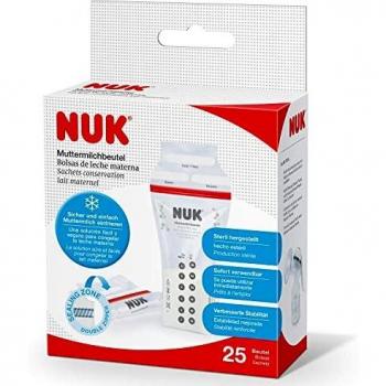 NUK Breast Milk Bags Space Saving & Ready to Use 180ml Pack of 25 Transparent