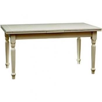 Mesa Extensible Country de Madera Maciza de Tilo con Acabado Blanco Envejecido 160x90x80 cm - Hecho en Italia