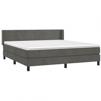 Cama box spring con colchón terciopelo gris oscuro 160x200 cm