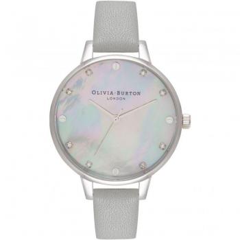 Olivia Burton Ladies' Analog Quartz Watch with Grey Leather Strap and Mother of Pearl Dial - OB16SE16