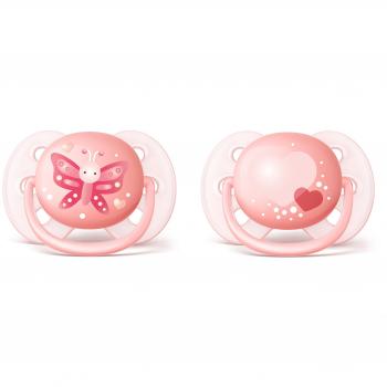 Philips Avent Ultra Soft Pacifiers Pink/Decorated, 0-6 months, 2 pack
