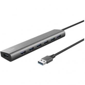 Trust Halyx Aluminium 7-Port USB-A 3.2 Gen 1 Hub with USB-C Connector Gray