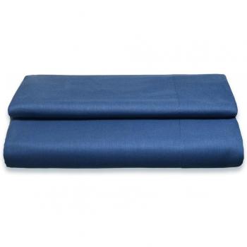 Sancarlos - Sábana encimera , 100% Algodón percal, Color Azul, Cama de 160/180 cm