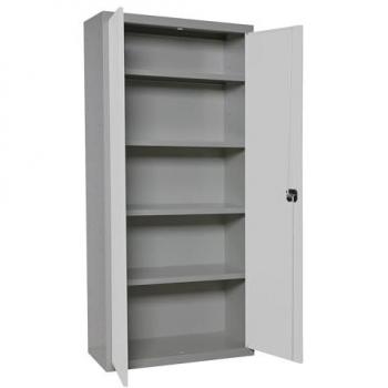 Armario Metálico Profesional SIMONLOCKER Multiusos 180x80x40 cm, 2 Puertas y 4 Baldas Interiores, Gris/Blanco, Montado