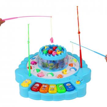 TONZE Juegos de Mesa de Pesca Juguetes Music con Caña y Sedal Pesca Juego Pescar Peces Regalos Cumpleaños Giratorio Música de Rotación de Juguetes Niños Niñas Chica Chico 3 4 5 Años
