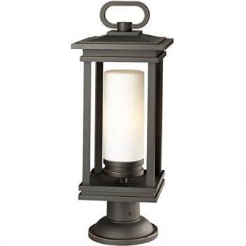 Bolardo para exteriores South Hope, bronce frotado, vidrio opal