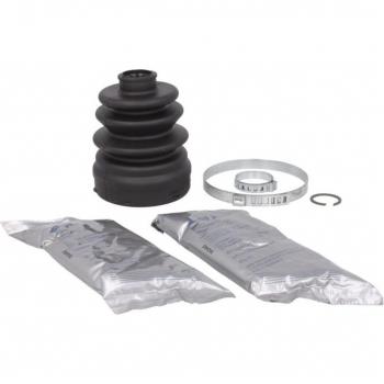 Kit de fuelles para eje de transmisión SPIDAN 25857, incluye fuelles de goma resistentes a la abrasión, anclajes metálicos y herramientas para instalación, compatible con diversos modelos de vehículos