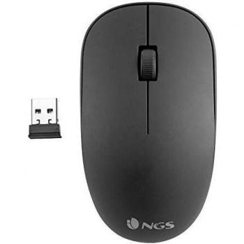 NGS Ratón Easy Alpha Inalámbrico Óptico 1000 dpi USB Plug & Play, dos pulsadores y rueda botón, Negro