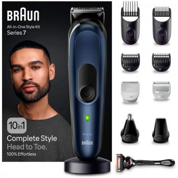 Braun Series 7 MGK7421 Recortadora Multifunción 10 en 1, Negro/Azul