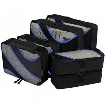 Eono Essentials 6 Set Cubos de embalaje, 3 tamaños diferentes Equipaje de viaje Organizadores de embalaje Negro