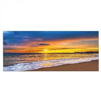 Impresión sobre Lienzo Puesta de Sol Multicolor en el Mar, Poliéster, Madera, 100x3x70 cm