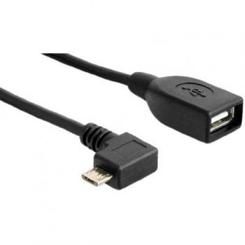 Cable USB 2.0 OTG micro-B macho a hembra A, 0,5 m conector en ángulo