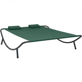 Tumbona Doble de Exterior de Tela Verde vidaXL