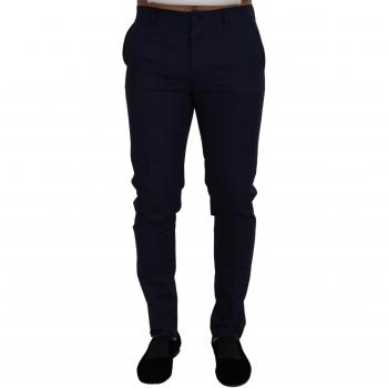 Dolce & Gabbana Blue Linen Cotton Slim Trousers Chinos Pants - IT48 | M