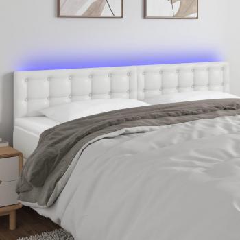 Cabecero con LED de cuero sintético blanco 160x5x78/88 cm Vidaxl