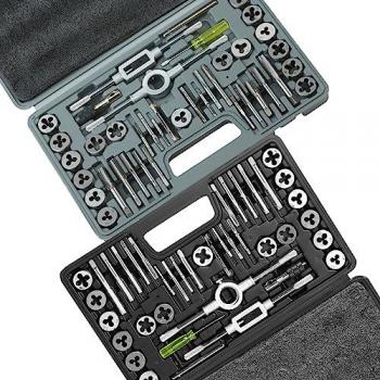 80-Piece Metric & SAE Tap and Die Set, Essential Threading Tools for Internal & External Threads, Bearing Steel Construction
